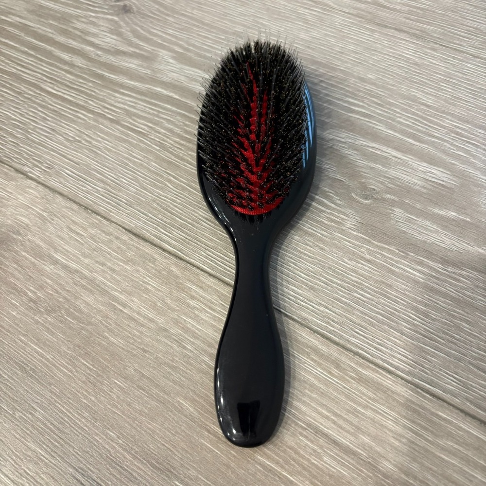 NWT Black Oval Boar Soft Bristles Hair Brush Nylon Pins Styling Profession